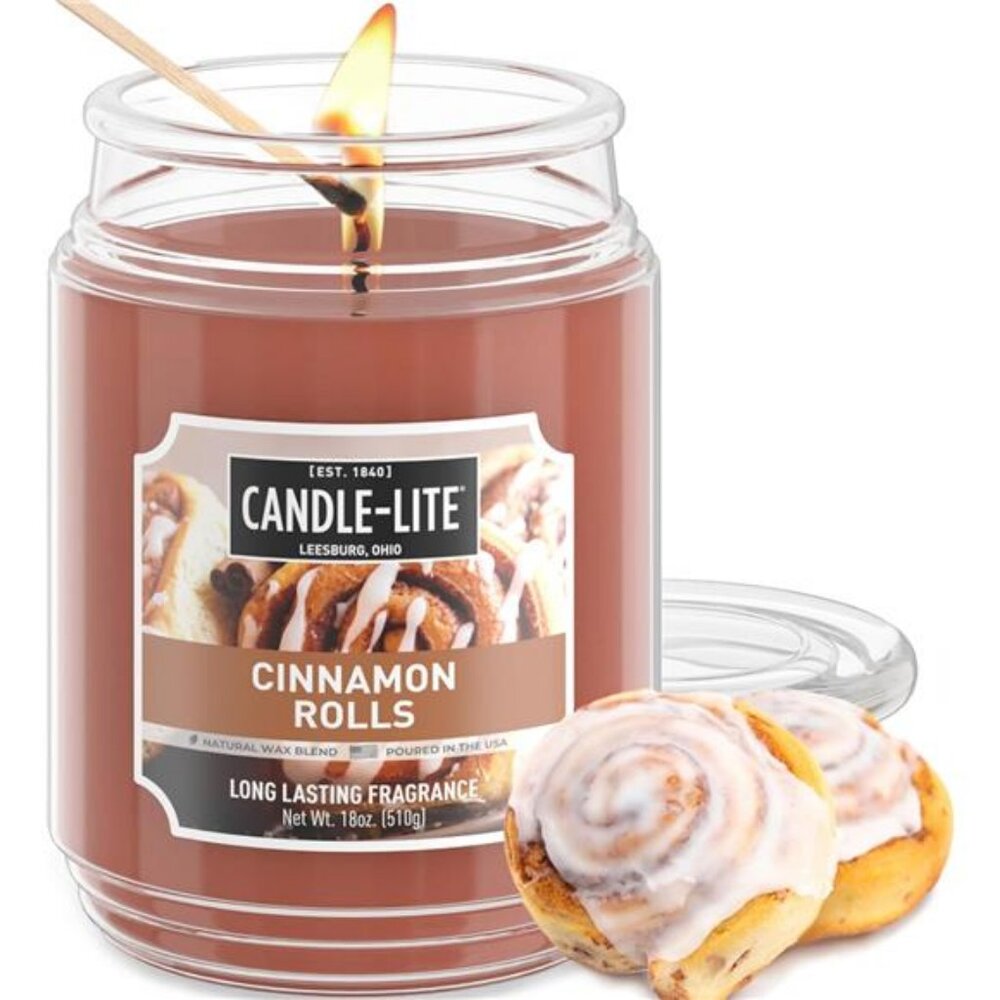 Candle-lite Scented Candles, Cinnamon Rolls, 18 oz Jar, Proudly Poured in The